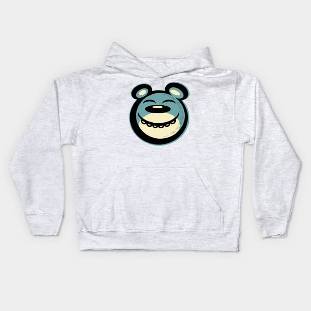 Blissful Smiling Blue Bear Kids Hoodie by wickedpretty